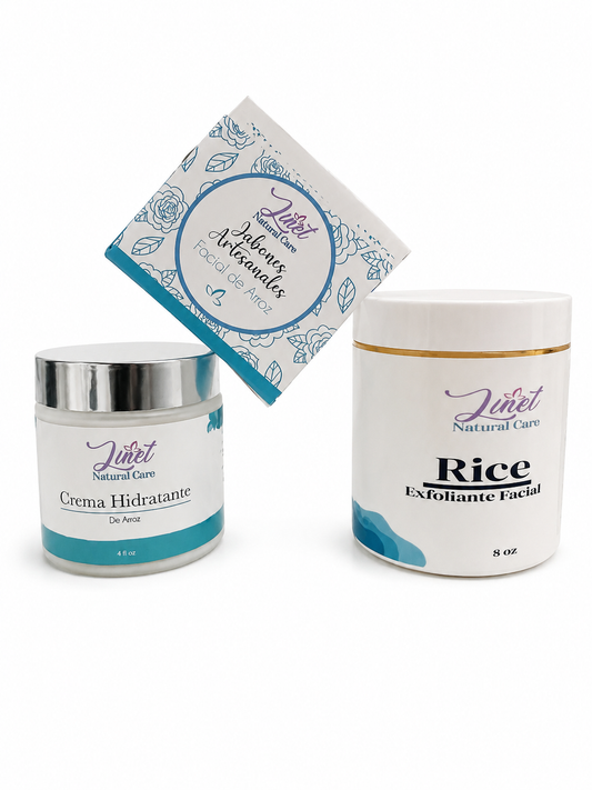 Combo Rice skin care , Jabón limpiador,crema hidratante y exfoliarte facial